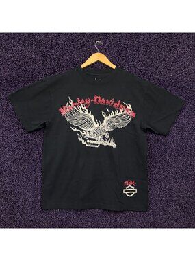 Harley-Davidson Motorcycle x Machine Gun Kelly Eagle on fire T-Shirt Size Medium